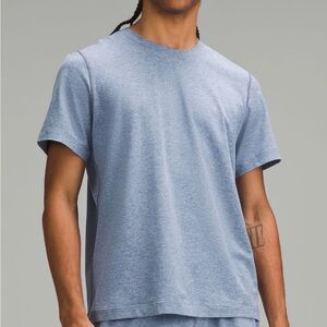 Soft Jersey Short-Sleeve Shirt- Heathered Oasis Blue/Heathered Chambray